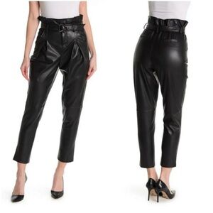 Women's Black High-Waisted Leather Pants